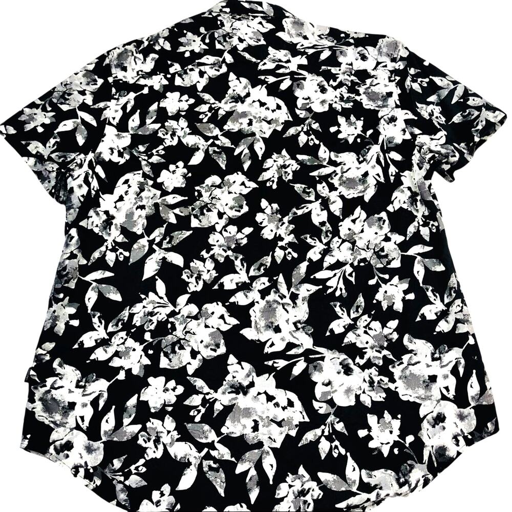 Men’s Calvin Klein black gray graphic floral print button front shirt - Picture 1 of 16